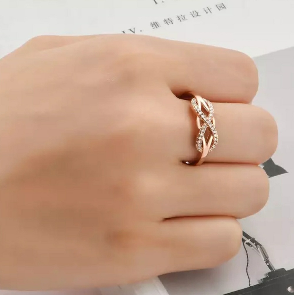 NEW Rose Gold Infinity Cross x Knot Ring - Picture 6 of 6
